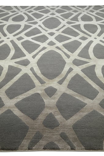 silver hand knotted rug